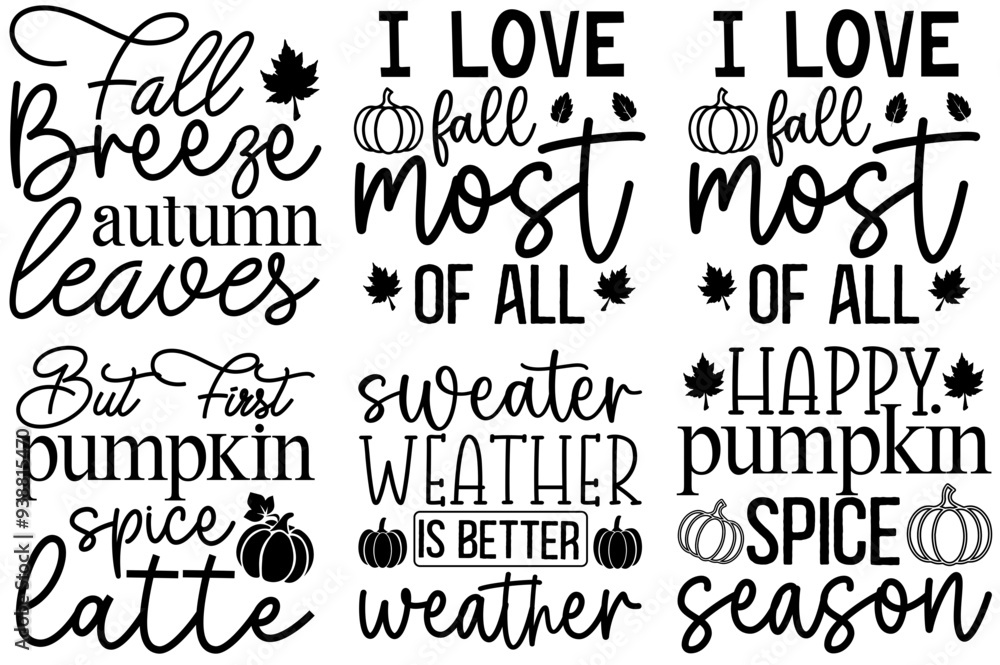 Obraz premium Creative Fall Calligraphy, Hand Lettering Collection Vector Illustration for Bookmark, Infographic, Poster