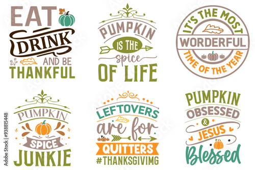 Simple Fall Phrases, Calligraphic Lettering Pack Vector Illustration for Sticker, Announcement, Icon
