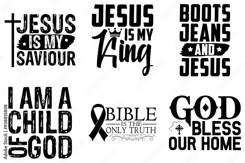 Obraz premium Classic Christian Typography, Labels And Badges Bundle Vector Illustration for Bookmark, Presentation, Newsletter