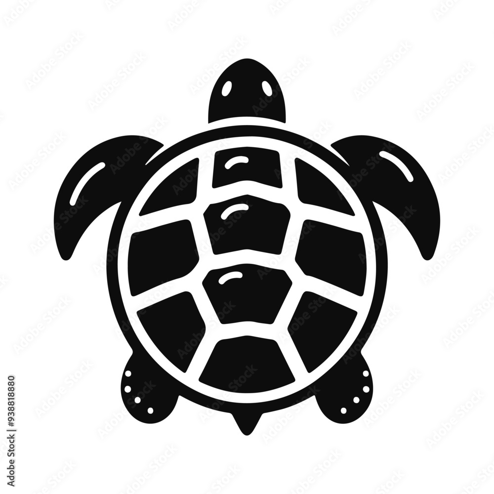 Obraz premium Turtle black silhouette vector with white background.