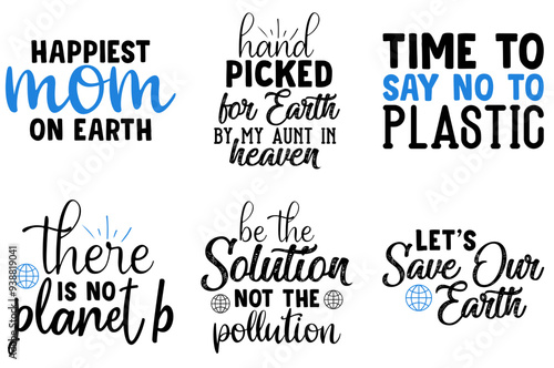 Colourful Earth Inscriptions, Typographic Emblems Set Vector Illustration for Presentation, Advertising, Wrapping Paper