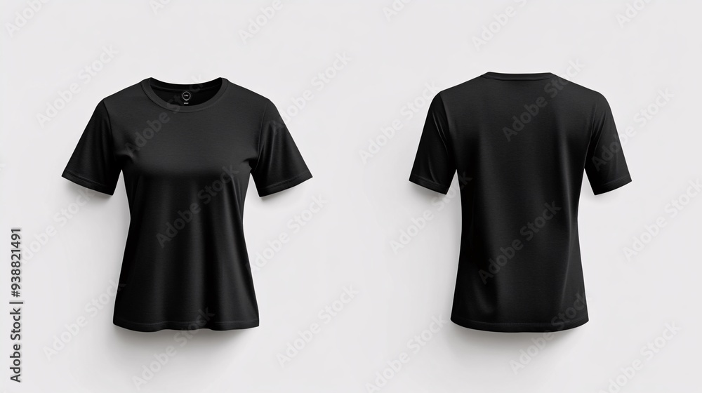 Black T-shirt Front and Back View Mockup Black T-shirt Front and Back View Mockup