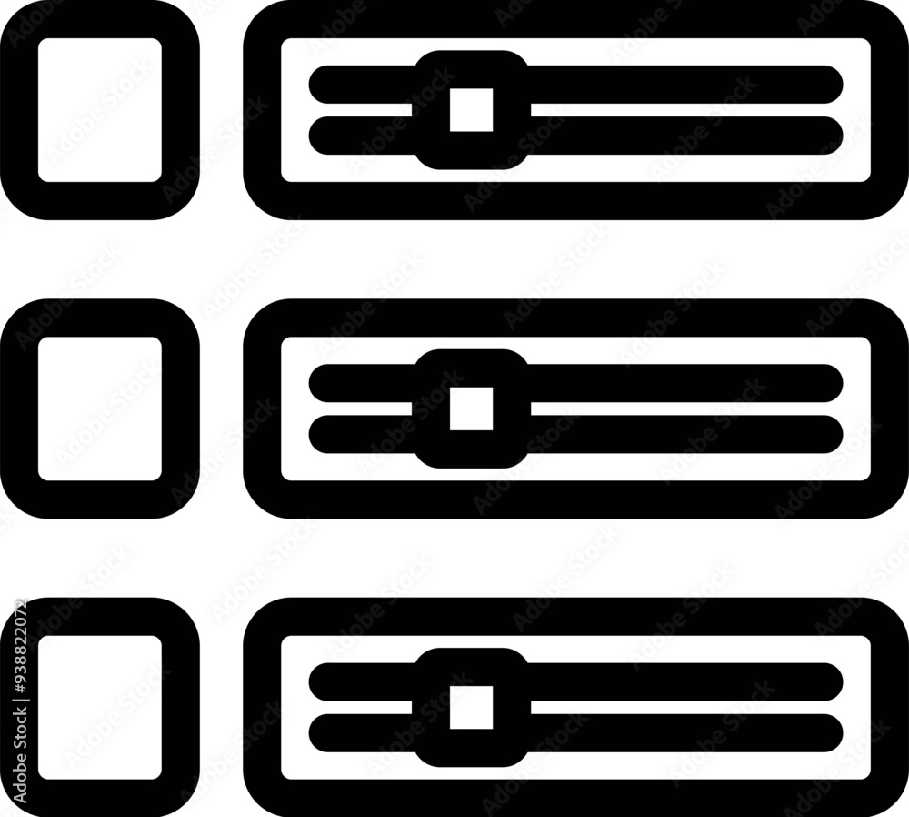 Black linear icon of a server rack, symbolizing data storage, processing power, and network infrastructure Black linear icon of a server rack, symbolizing data storage, processing power, and network infrastructure