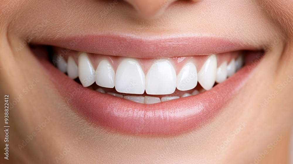 Close-up of a Smiling Mouth with White Teeth Close-up of a Smiling Mouth with White Teeth