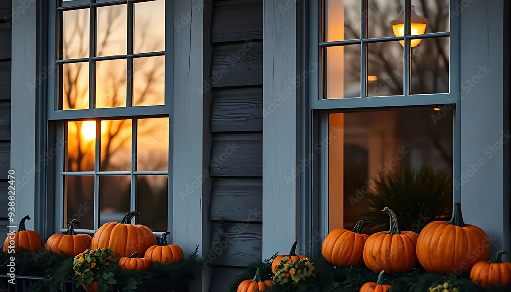 Obraz premium Pumpkin Sunset Banner