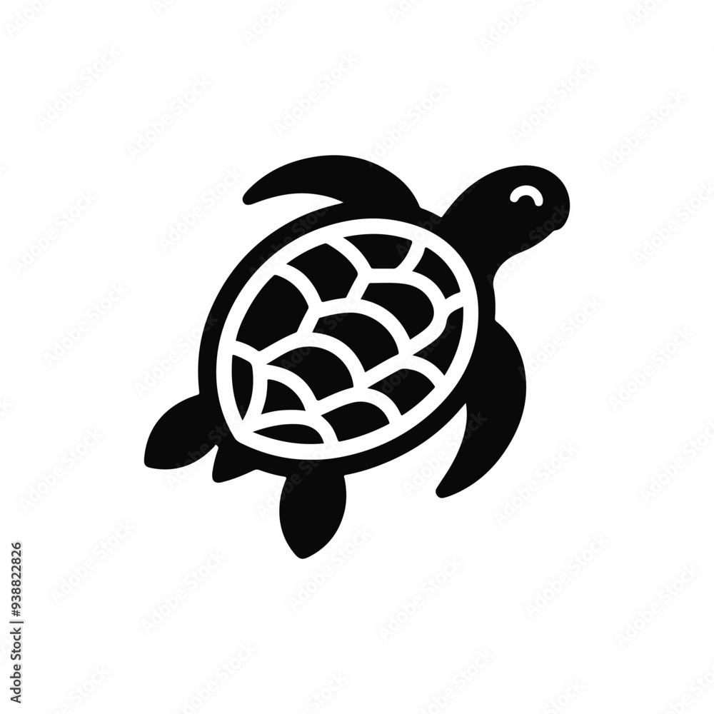 Fototapeta premium Turtle black silhouette vector with white background.