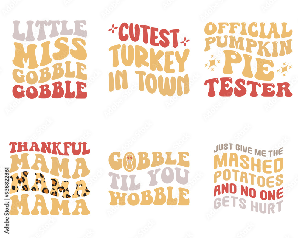 Fototapeta premium Creative Thanks Giving Typography, Typographic Emblems Collection Vector Illustration for Packaging, Holiday Cards, Book Cover