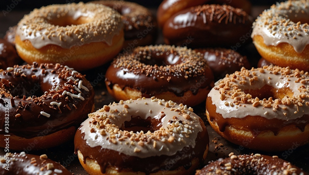 photo of a stack of donuts with chocolate cream that looks delicious made by AI generative photo of a stack of donuts with chocolate cream that looks delicious made by AI generative