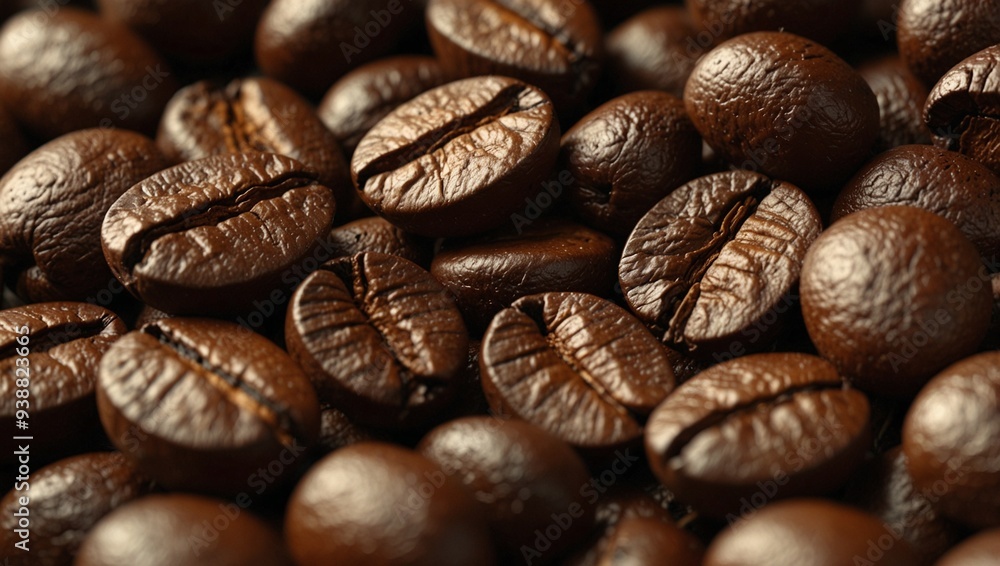 Fototapeta premium detailed focus photo of roasted coffee beans made by AI generative