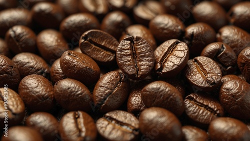 Wallpaper Mural detailed focus photo of roasted coffee beans made by AI generative Torontodigital.ca