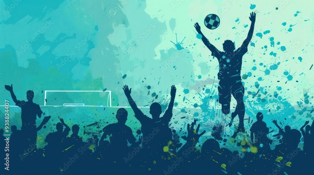 Obraz premium Illustration of a football match with a victory celebration. 