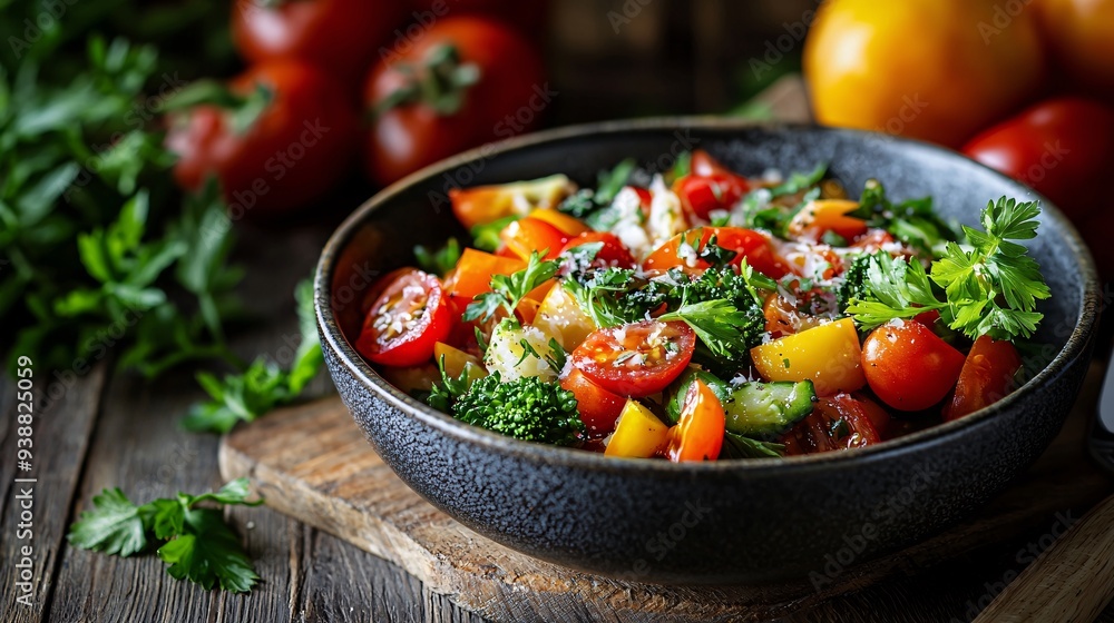 Fresh Vegetable Salad with Colorful Ingredients Fresh Vegetable Salad with Colorful Ingredients
