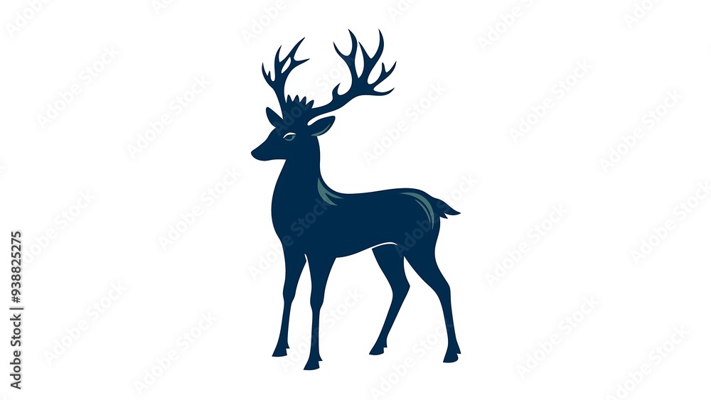 Detailed Deer Silhouette Vector on White Background Detailed Deer Silhouette Vector on White Background