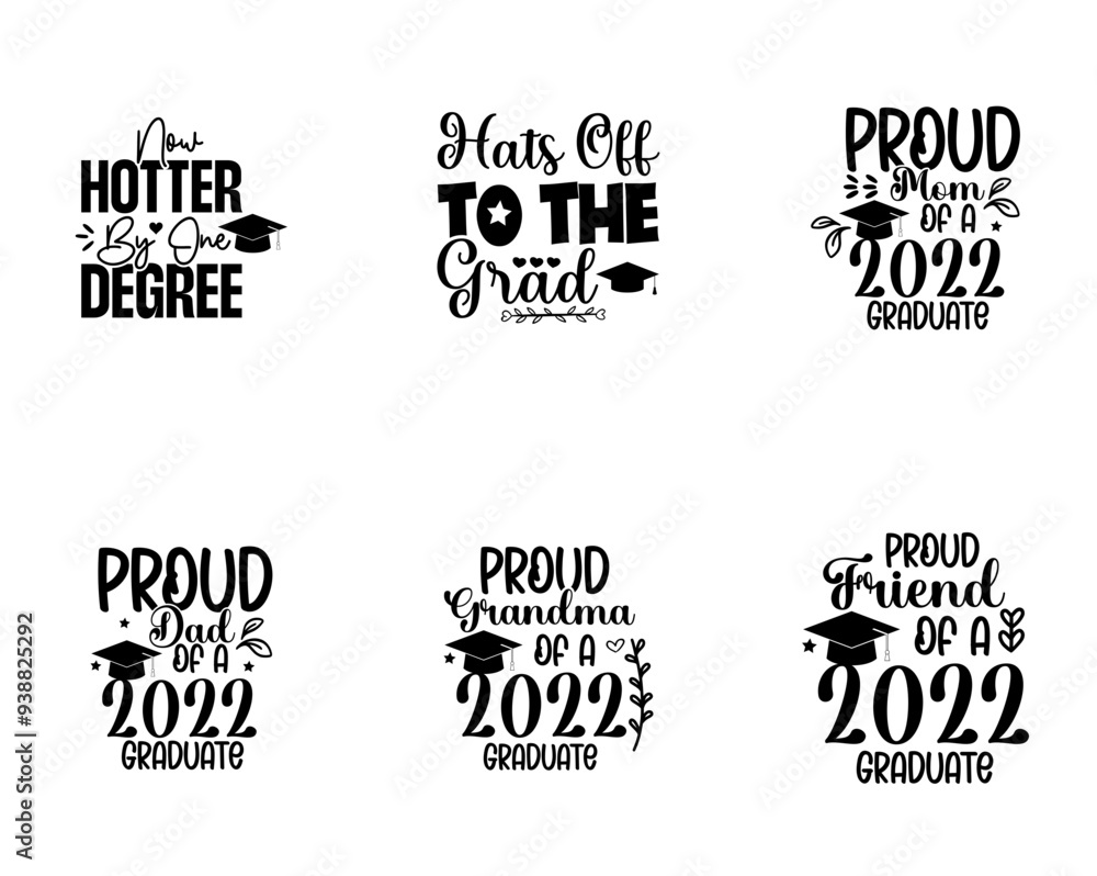 Obraz premium Simple Graduation Labels And Badges, Quotes Set Vector Illustration for Logo, Greeting Card, Announcement