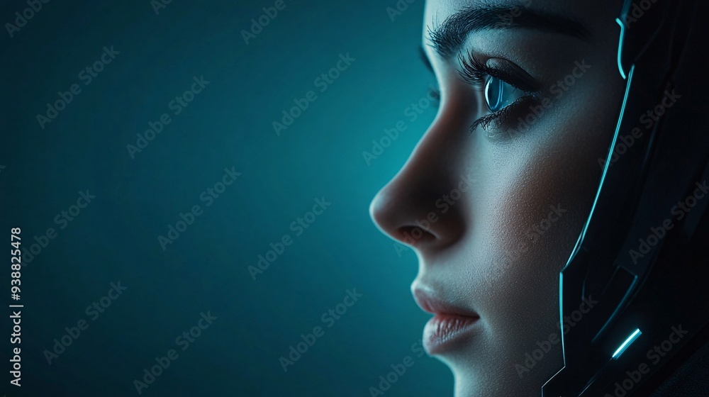 Futuristic Human-AI Interface Close-Up Futuristic Human-AI Interface Close-Up