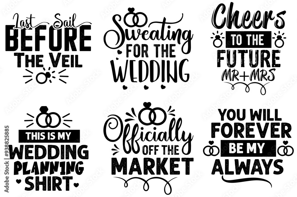 Fototapeta premium Decorative Engagement Trendy Retro Style Illustration, Typography Bundle Vector Illustration for Magazine, Vouchers, Printing Press