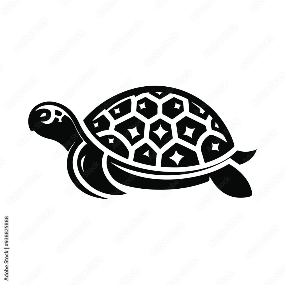 Obraz premium Turtle black silhouette vector with white background.