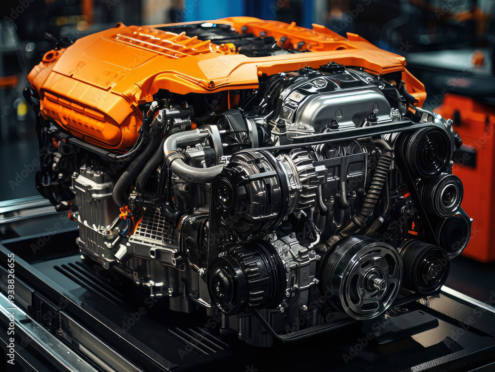 Fototapeta premium Unbelievable Rise car engine unit Fly engine