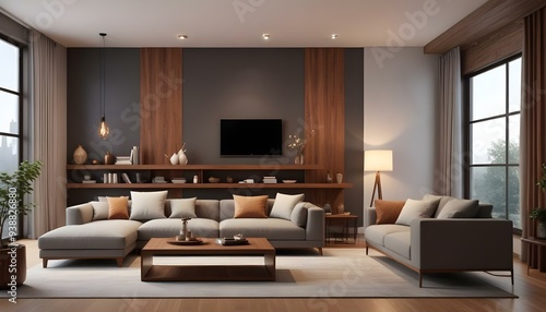 Photo modern style interior room 3d illustration