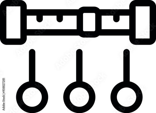 Gymnastic rings hanging from adjustable bar used for fitness training, calisthenics, and bodyweight exercises