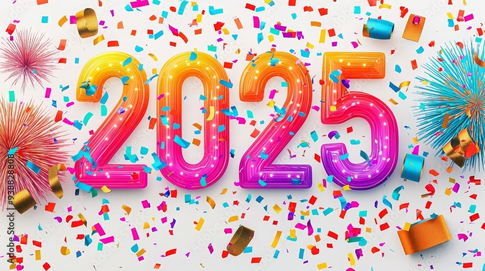 Happy New Year 2025 A bright and energetic New Year 2025 design with bold Happy New Year 2025 A bright and energetic New Year 2025 design with bold