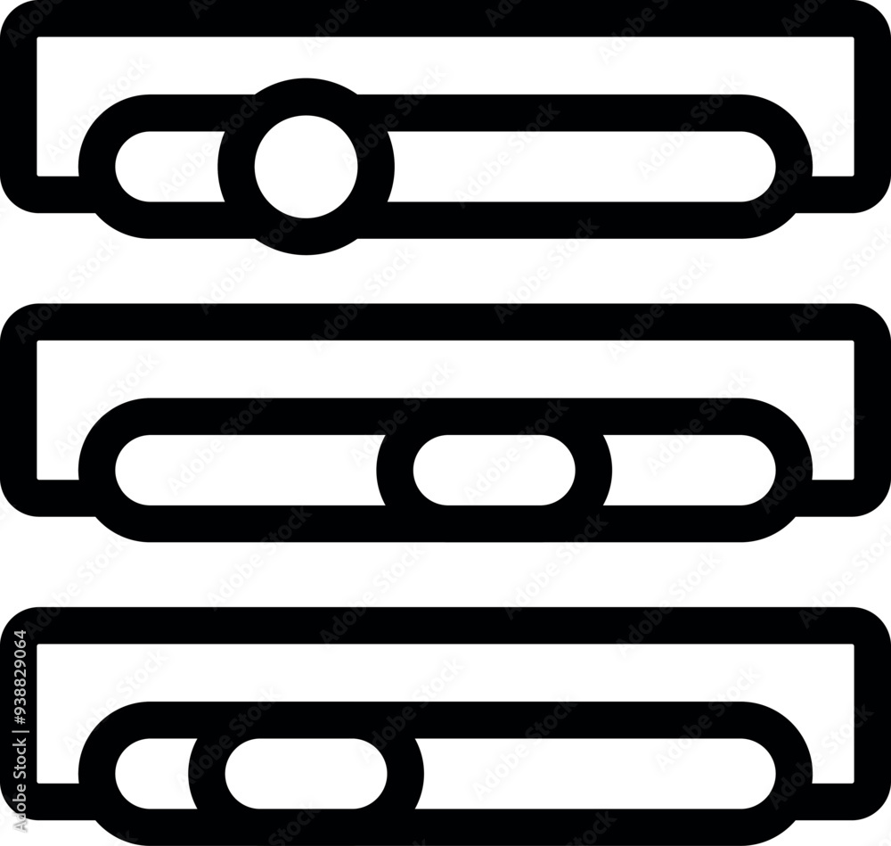This vector icon set presents different positions of adjustable sliders within scroll bars This vector icon set presents different positions of adjustable sliders within scroll bars