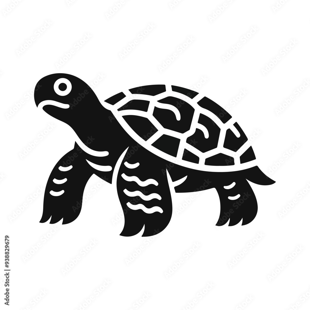 Fototapeta premium Turtle black silhouette vector with white background.