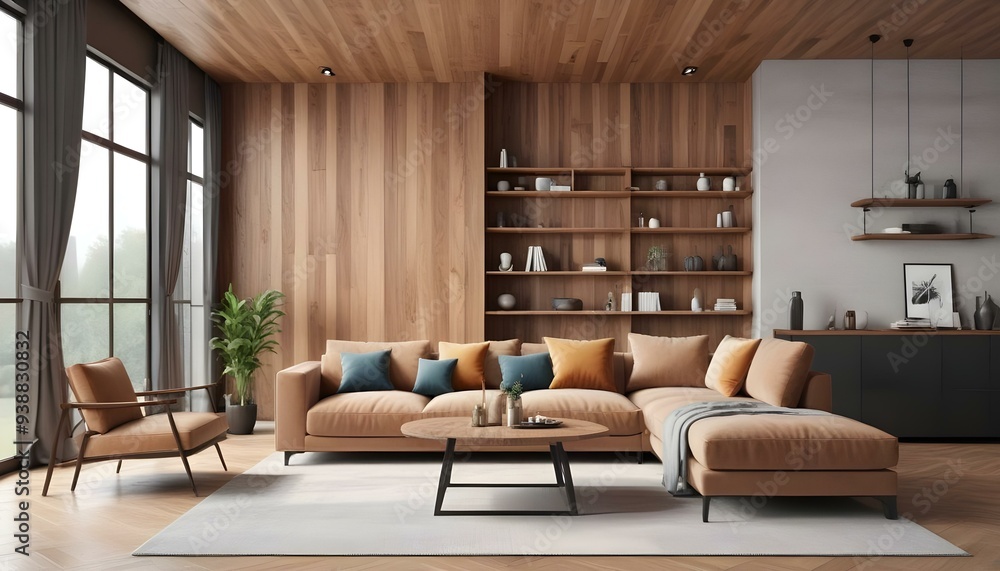 Photo modern style interior room 3d illustration Photo modern style interior room 3d illustration