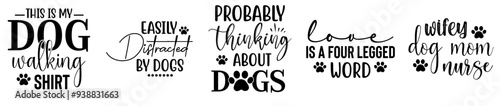 Minimalist Dog Hand Lettering, Invitation Bundle Vector Illustration for Poster, Packaging, Sticker