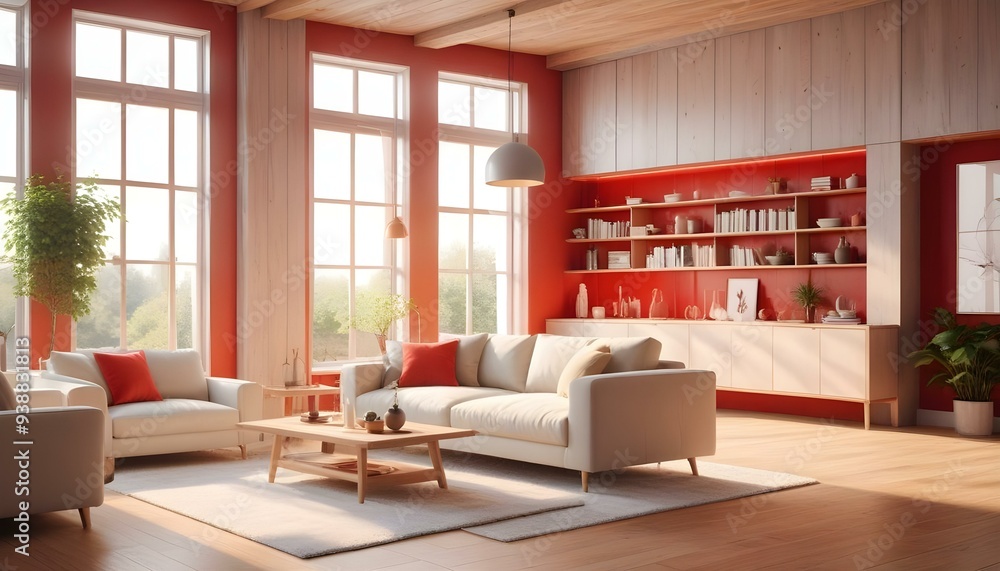 Photo modern style interior room 3d illustration Photo modern style interior room 3d illustration