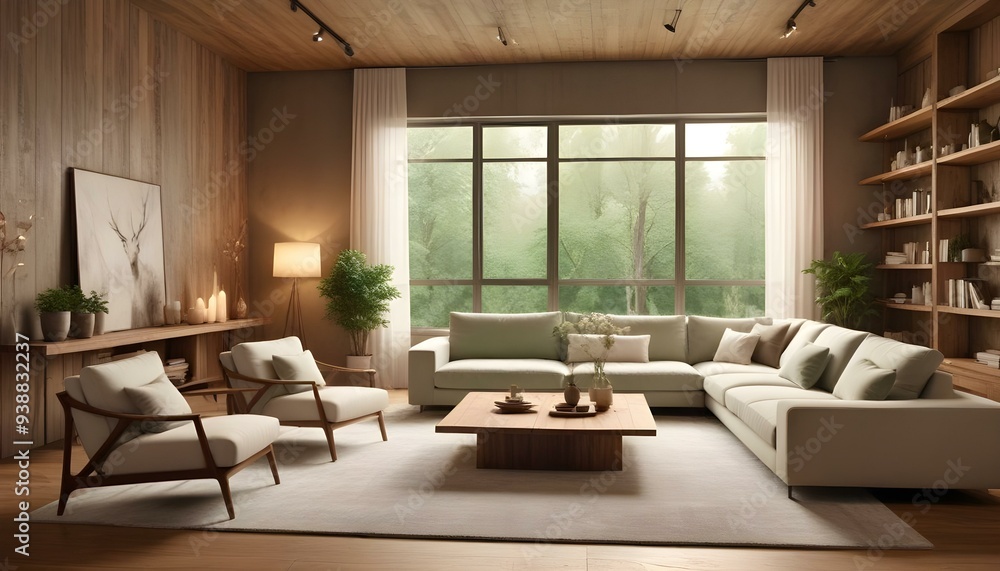 Photo modern style interior room 3d illustration Photo modern style interior room 3d illustration