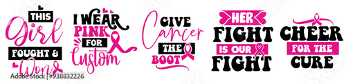 Creative Breast Cancer Hand Lettering, Calligraphy Collection Vector Illustration for Printable, Book Cover, Holiday Cards