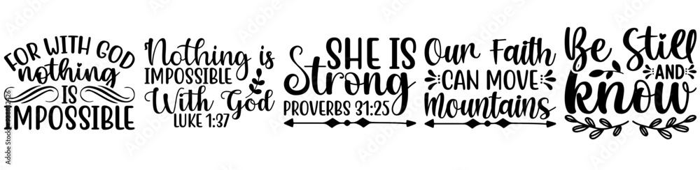 Fototapeta premium Colourful Bible Verse Trendy Retro Style Illustration, Calligraphy Pack Vector Illustration for Label, Icon, Mug Design