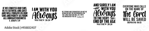 Cute Bible Verse Phrases, Typographic Emblems Pack Vector Illustration for Infographic, Motion Graphics, Packaging