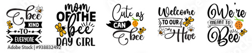 Creative Bee Quotes, Inscriptions Bundle Vector Illustration for Magazine, Social Media Post, Flyer