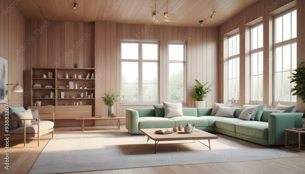 Photo modern style interior room 3d illustration Photo modern style interior room 3d illustration