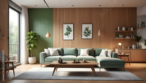 Photo modern style interior room 3d illustration