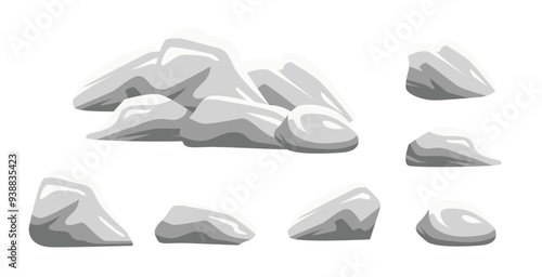 vector collection of natural stones on white background