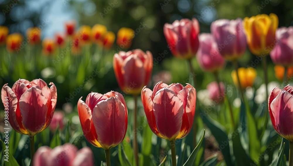 photo of a bunch of beautiful pink tulips made by AI generative photo of a bunch of beautiful pink tulips made by AI generative