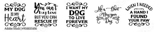 Creative Dog Typographic Emblems, Calligraphic Lettering Set Vector Illustration for Label, Packaging, Wrapping Paper
