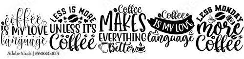 Modern Coffee Calligraphic Lettering, Typographic Emblems Pack Vector Illustration for Bookmark, Gift Card, Presentation