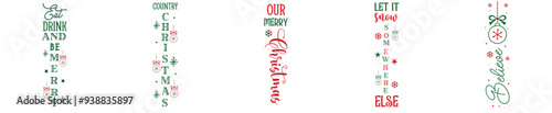 Vibrant Christmas Pot Holder Calligraphy, Inscriptions Pack Vector Illustration for Wrapping Paper, Printable, Decal