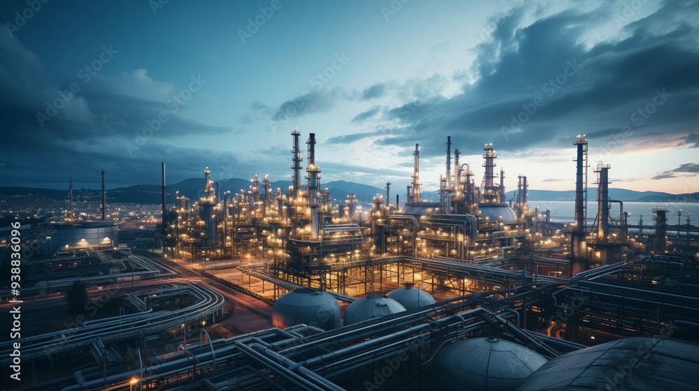 Obraz premium Petrochemical industry with Twilight sky.