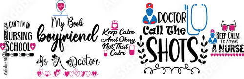 Simple Nursing Inscriptions, Typography Collection Vector Illustration for Printable, Stationery, Greeting Card