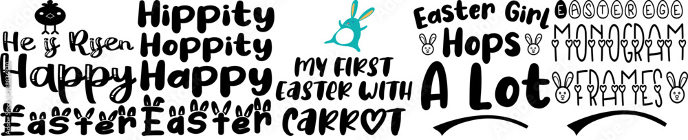 Classic Easter Phrases, Calligraphy Set Vector Illustration for Motion Graphics, Decal, Vouchers Classic Easter Phrases, Calligraphy Set Vector Illustration for Motion Graphics, Decal, Vouchers