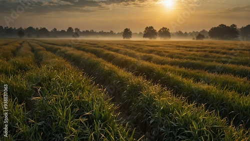 photo of a view of a plantation in the afternoon made by AI generative