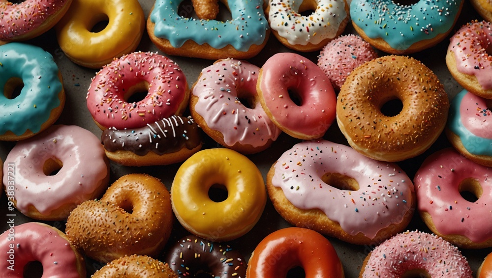photo of a beautiful and delicious looking colorful donut spread made by AI generative photo of a beautiful and delicious looking colorful donut spread made by AI generative