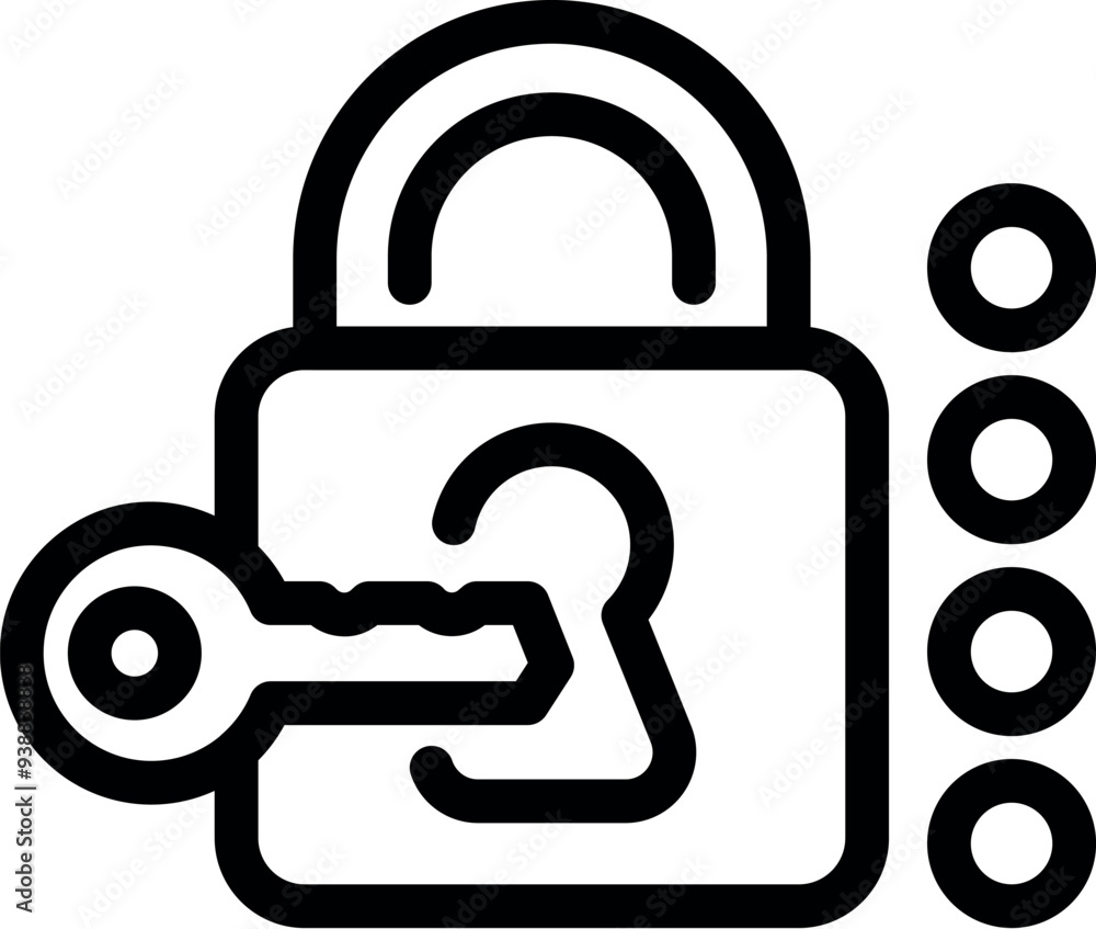 Simple icon of a key unlocking a padlock, symbolizing security and data protection Simple icon of a key unlocking a padlock, symbolizing security and data protection