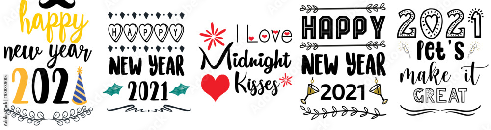 Vibrant Christmas New Year Typographic Emblems, Hand Lettering Set Vector Illustration for Postcard, Newsletter, Label Vibrant Christmas New Year Typographic Emblems, Hand Lettering Set Vector Illustration for Postcard, Newsletter, Label