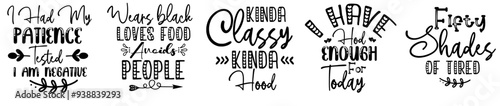 Elegant Antisocial Quotes, Typographic Emblems Bundle Vector Illustration for Wrapping Paper, Icon, Advertising
